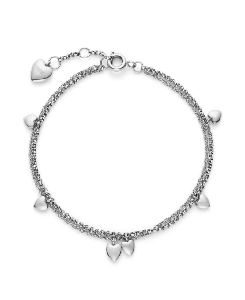 Mini Heart Silver Tone Stainless Steel Bracelet