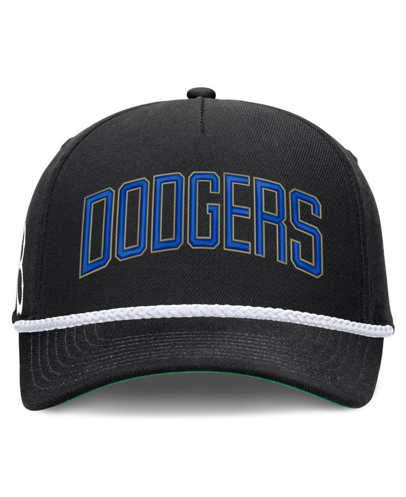 Men's Black Brooklyn Dodgers Cooperstown Collection Rise Adjustable Hat