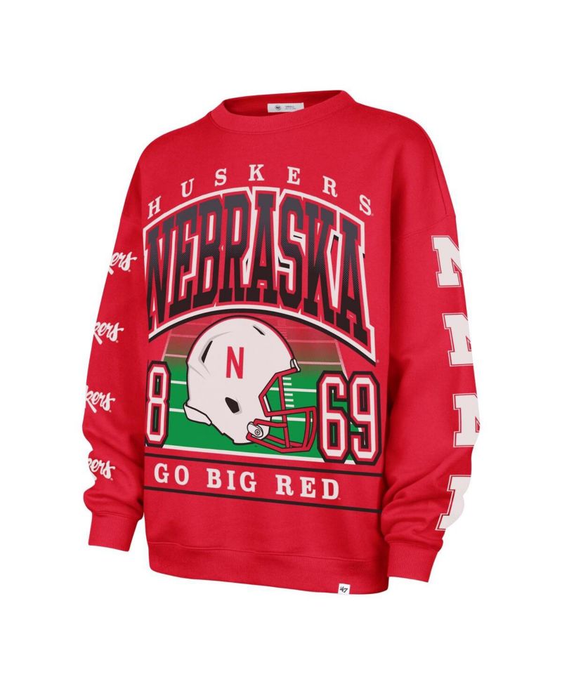 Women's Scarlet Nebraska Huskers Go Big Oversized Pullover Sweatshirt