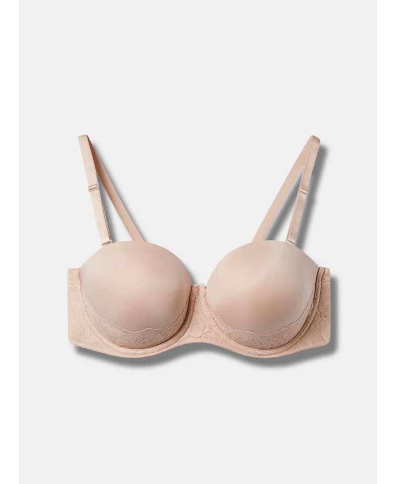 Women's Plus Size Strapless Push-Up Smooth Lace Bra