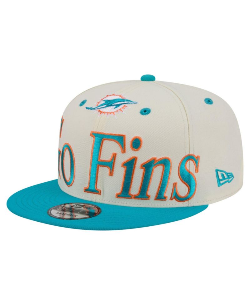 Men's Cream Miami Dolphins Oversized Slogan 9FIFTY Snapback Hat
