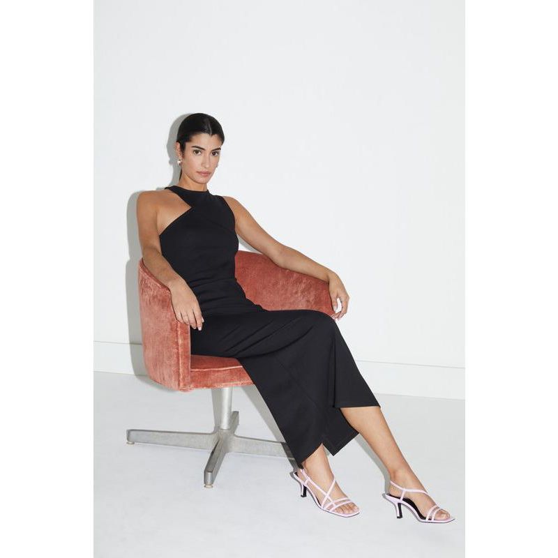 Women's Sabrina Shoulder-Cutout Straight Midi Dress with Back Slit