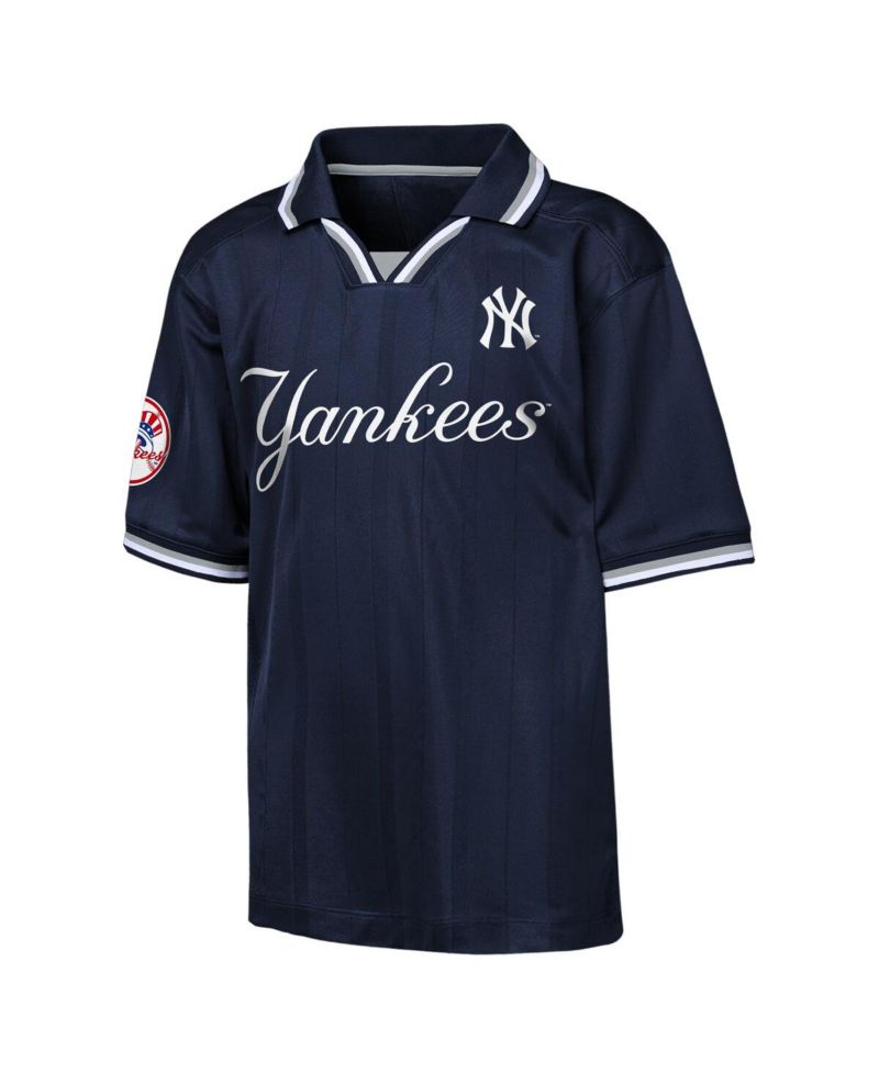 Big Boys and Girls Navy New York Yankees Y2 Tech Stadium Fashion Collar T-Shirt