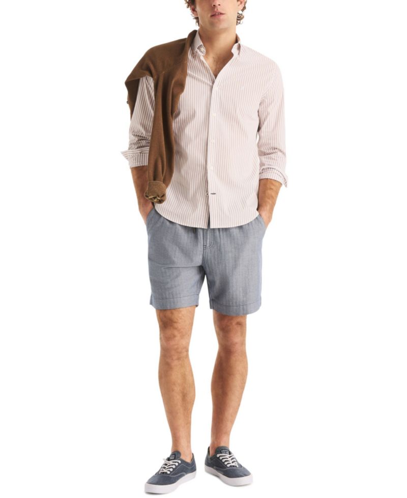 Men's Regular-Fit 7" Cotton Herringbone Shorts