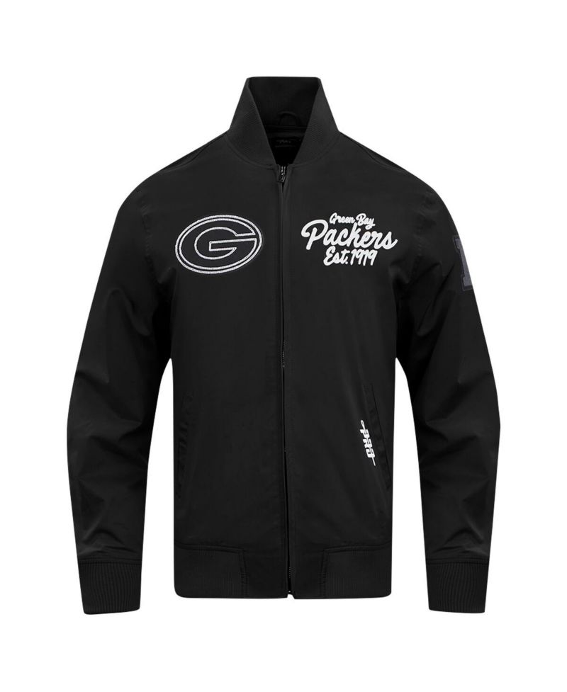 Men's Black Green Bay Packers Paint The City Twill Full-Zip Jacket