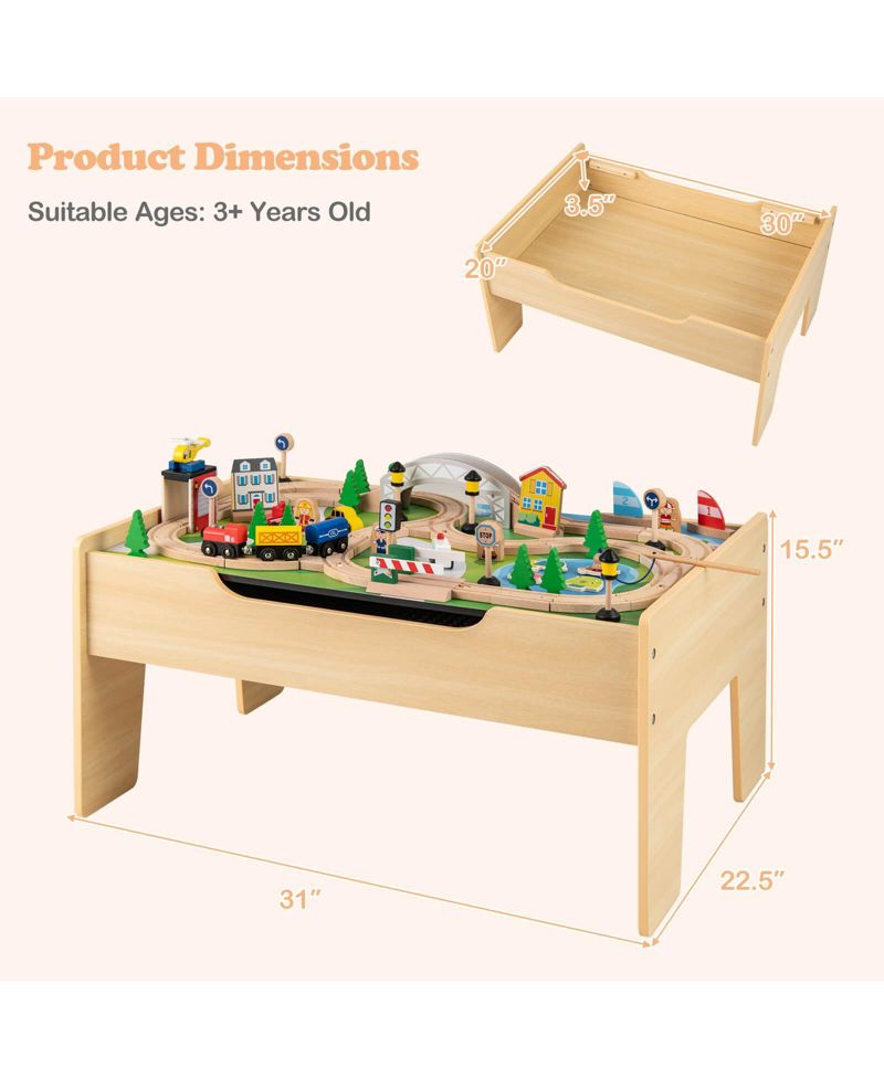 Boys All-in-One Activity Table with Reversible Blackboard & Map Tabletop