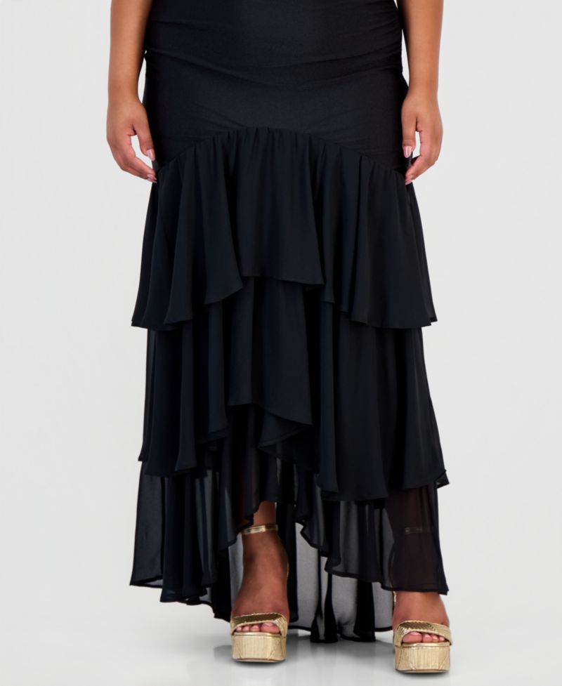 Trendy Plus Size Ruffled Tiered Gown