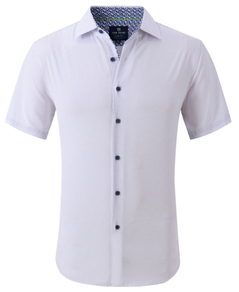 Men's Slim Fit Short Sleeve Performance Button Down Dress Shirt