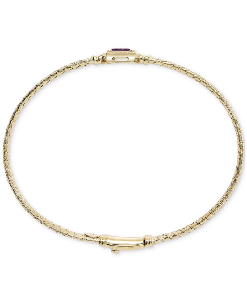 Garnet & White Topaz (1/5 ct. t.w.) Woven Bangle Bracelet in 14k Gold-Plated Sterling Silver (Also in Citrine, Swiss Blue Topaz, Morganite, Amethyst, Peridot & Onyx)