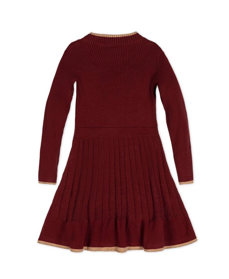 Little and Big Girls (6 - 12) Organic Mock Neck Flounce Hem Sweater Dress