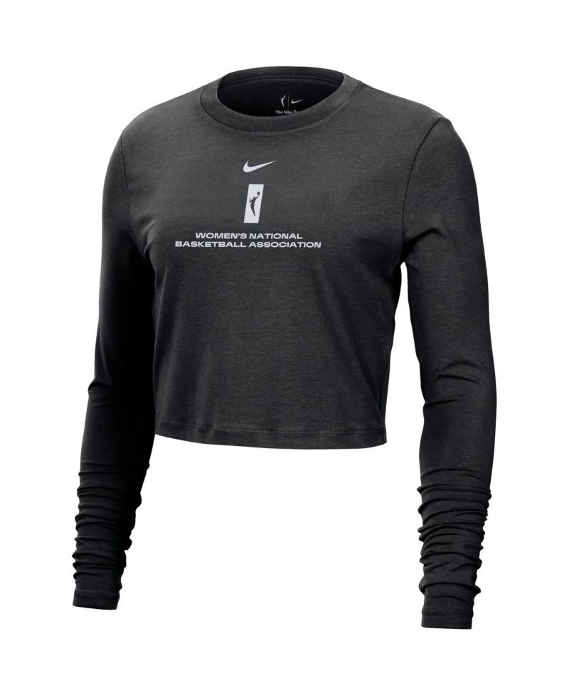 Women's Black WNBA Team 13 Cropped Tri-Blend Long Sleeve T-Shirt