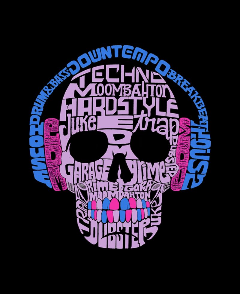 Men's Word Art Long Sleeve Styles of Edm Music T-shirt
