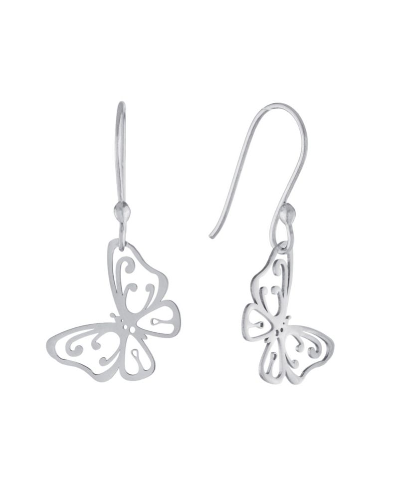Sterling Silver Laser Cut Butterfly Drop Earrings