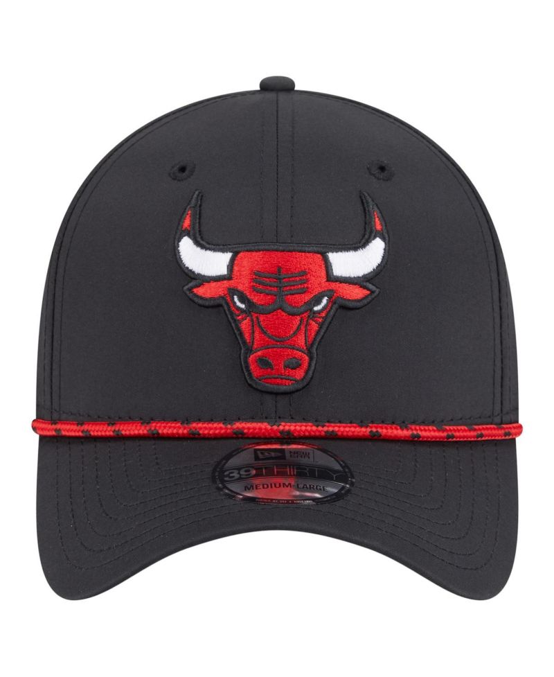 Men's Black Chicago Bulls Featherweight Poly Rope Flex 39Thirty Hat