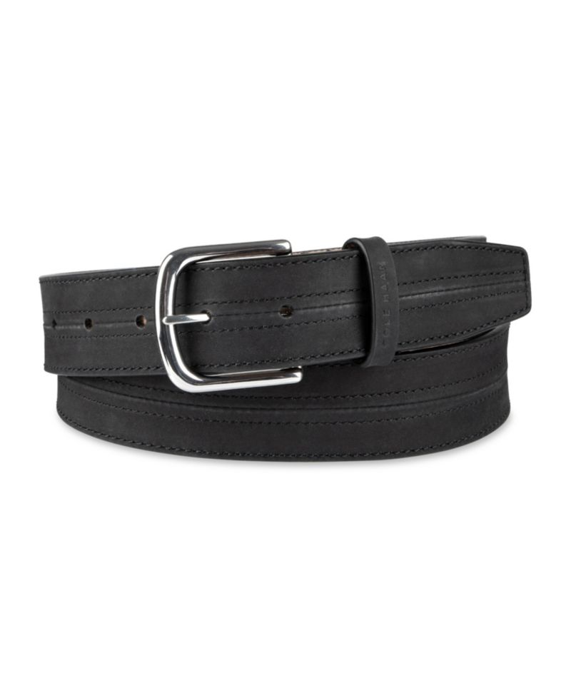 35MM Men's Seam-Stitched Leather Dress Belt