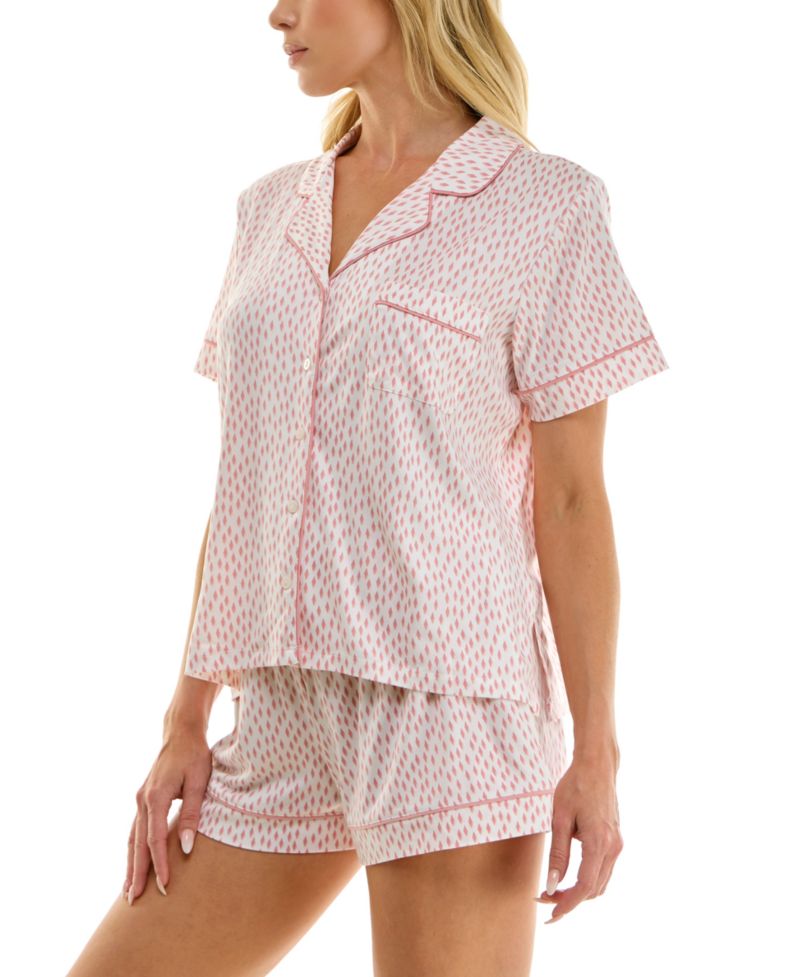 Women's Notch Collar Top and Pull-On Shorts, 2-Piece Set