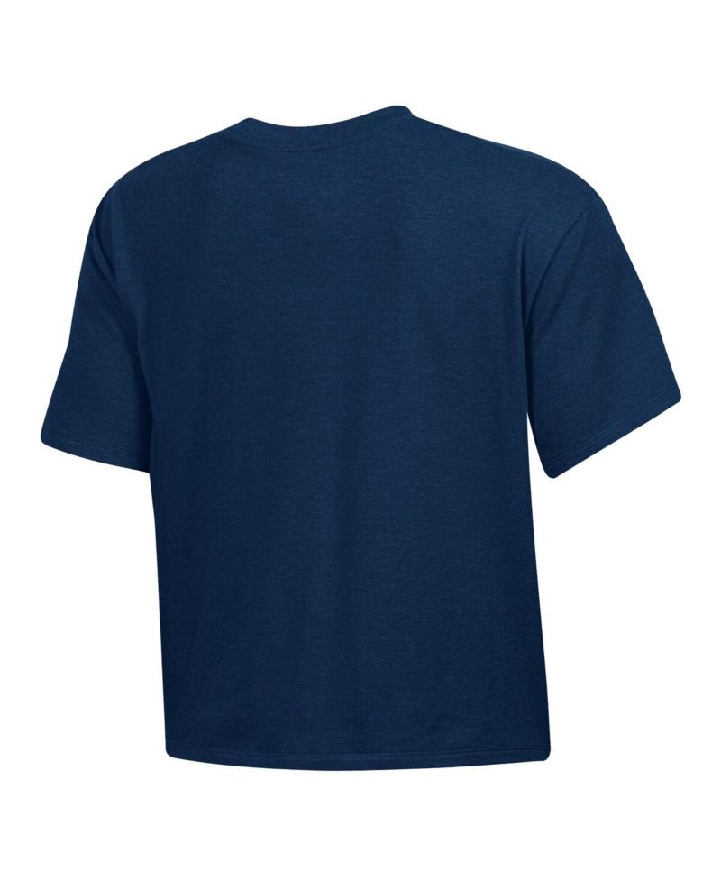 Women's Navy Notre Dame Fighting Irish Essentials Icon Ultra-Soft Tri-Blend Boxy Cropped Performance T-Shirt