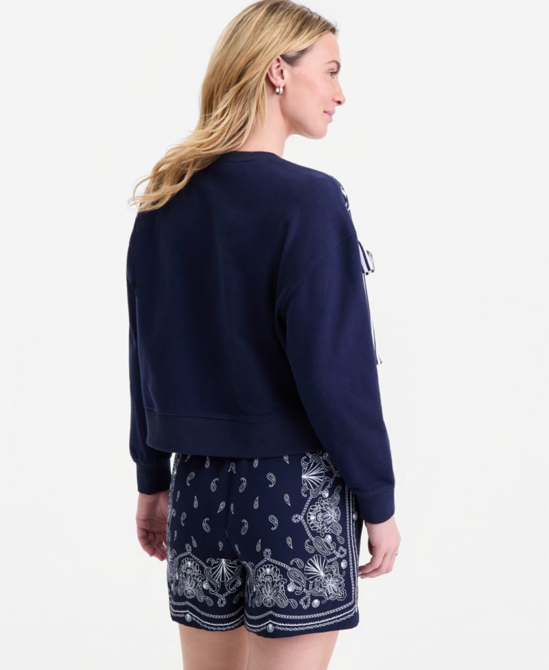 Women's Lace-Up Shoulder Sweatshirt