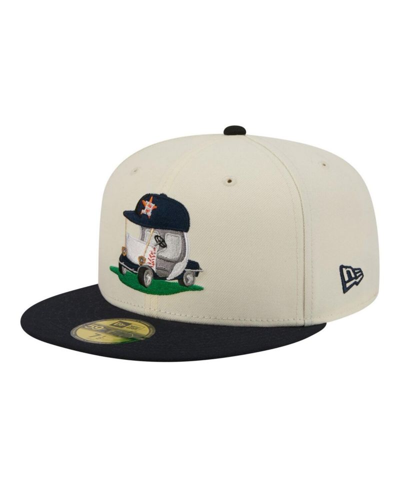 Men's Cream/Navy Houston Astros Bullpen Cart 59FIFTY Fitted Hat
