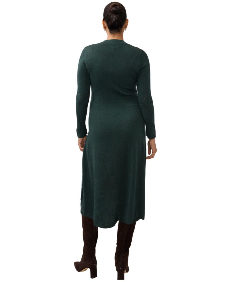 Maternity Long-Sleeve Fit-and-Flare Midi Sweater Dress