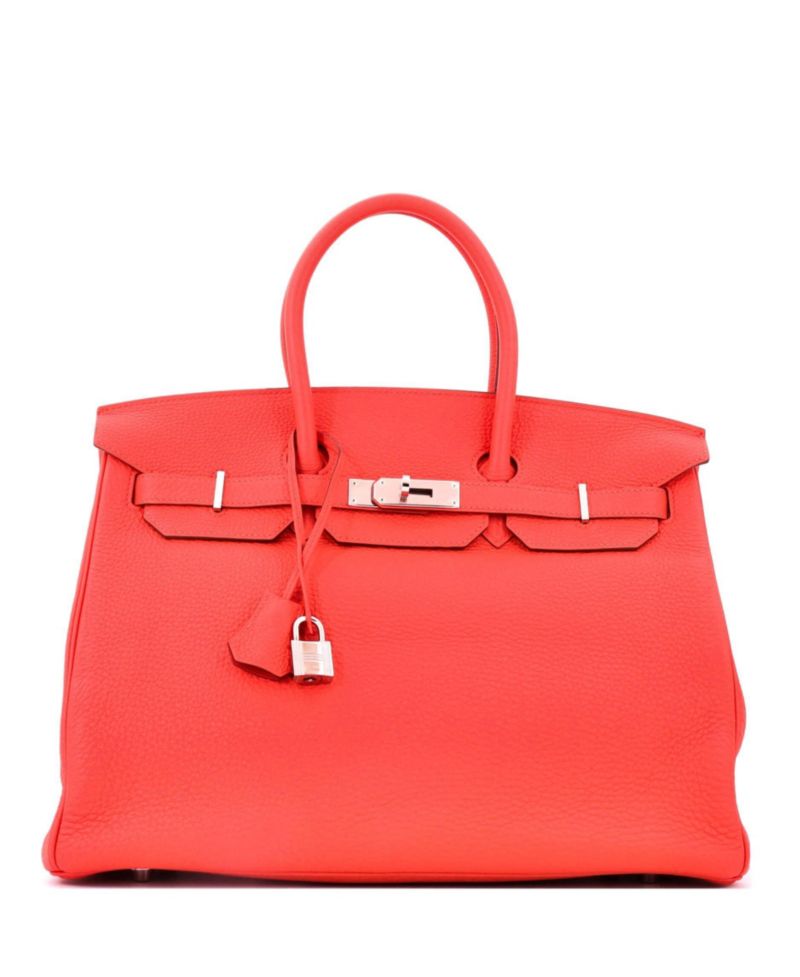 Birkin 35 Handbag Orange Togo with Palladium Hardware