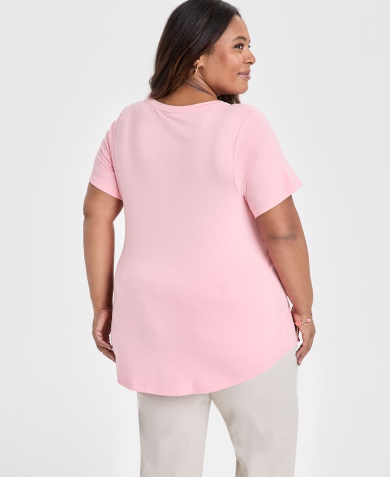 Plus Size V-Neck Short-Sleeve Top
