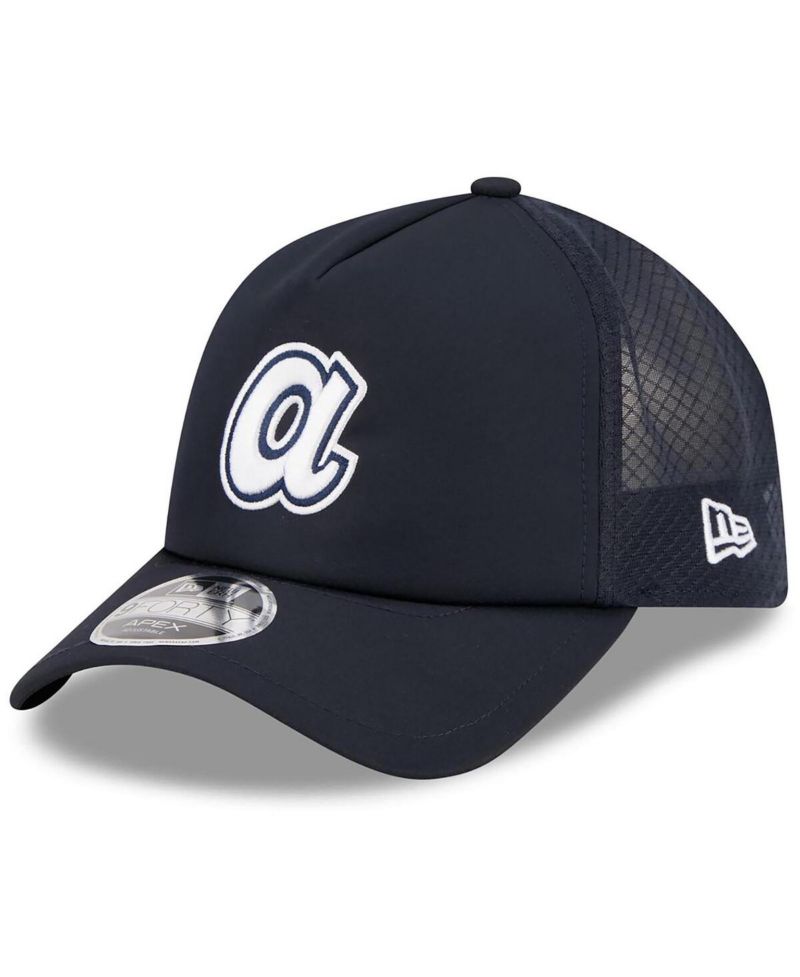 Men's Navy Atlanta Braves 2026 Batting Practice Alternate Apex 9FORTY Adjustable Hat