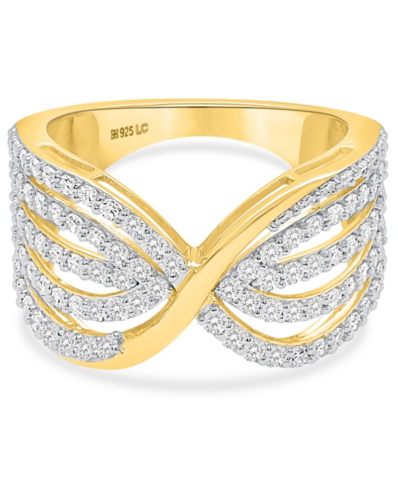 Lab-Grown Diamond Crisscross Multi-Row Ring (1 ct. t.w.) in Sterling Silver (Also in 14k Gold-Plated Sterling Silver)