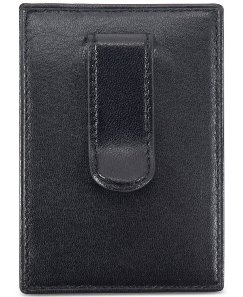 Men's Leather Money Clip Card Case