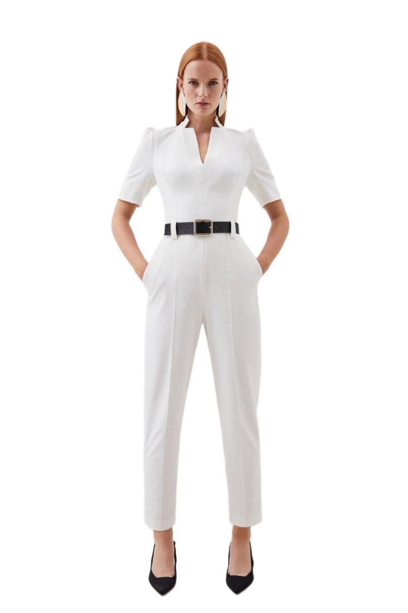 Women's Structured Crepe Forever Belted Jumpsuit