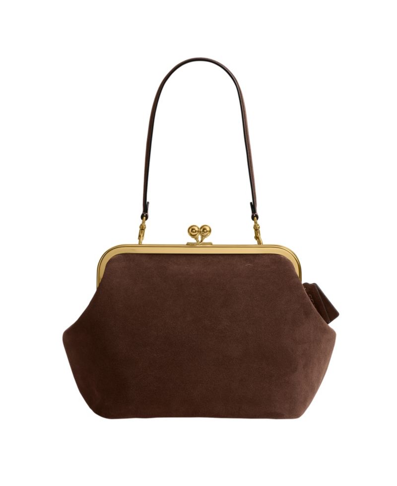 Kisslock Medium Suede Frame Bag 27