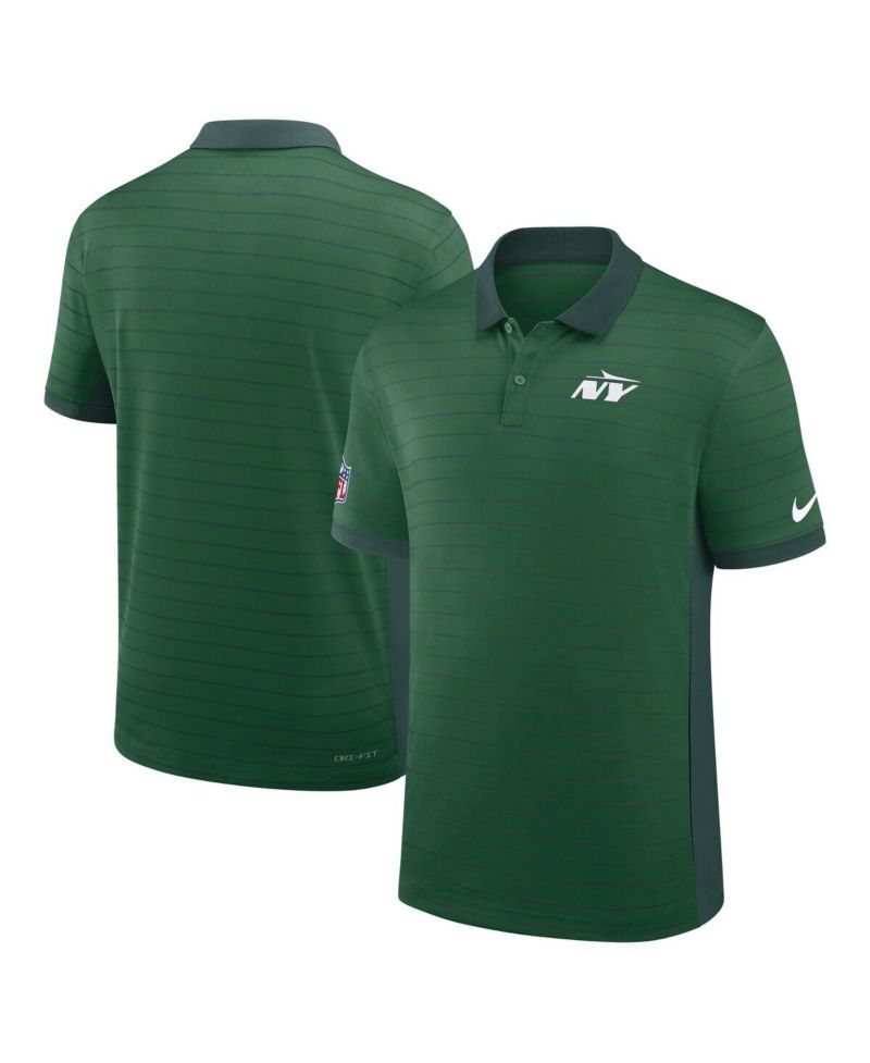 Men's Green New York Jets Sideline Victory Stripe Performance Polo Shirt