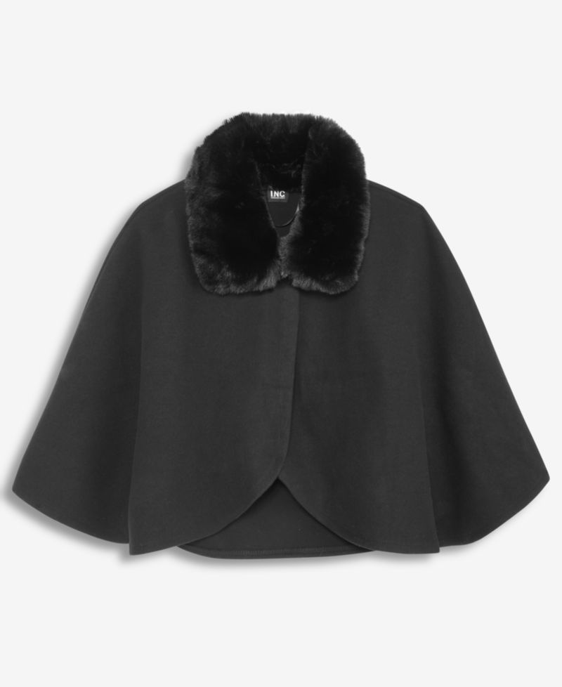 Women's Faux-Fur-Collar Cropped Cape