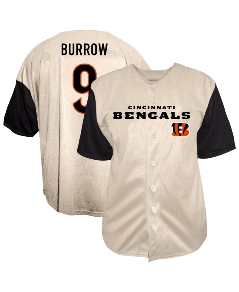 Men's Joe Burrow Cream Cincinnati Bengals Big & Tall Baseball Button-Up Shirt