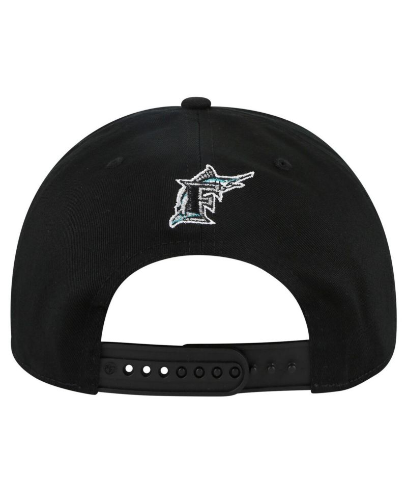Men's Black Florida Marlins Cooperstown Collection Premier Hitch Adjustable Hat
