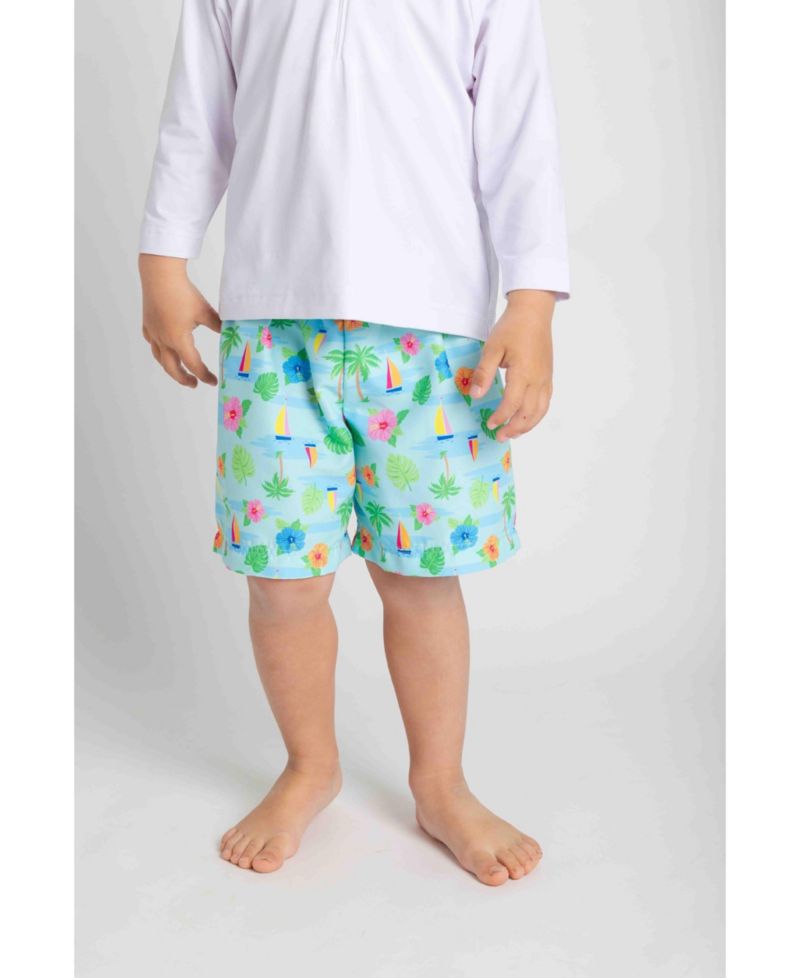 Big Boys Tropical Print Swim Trunk