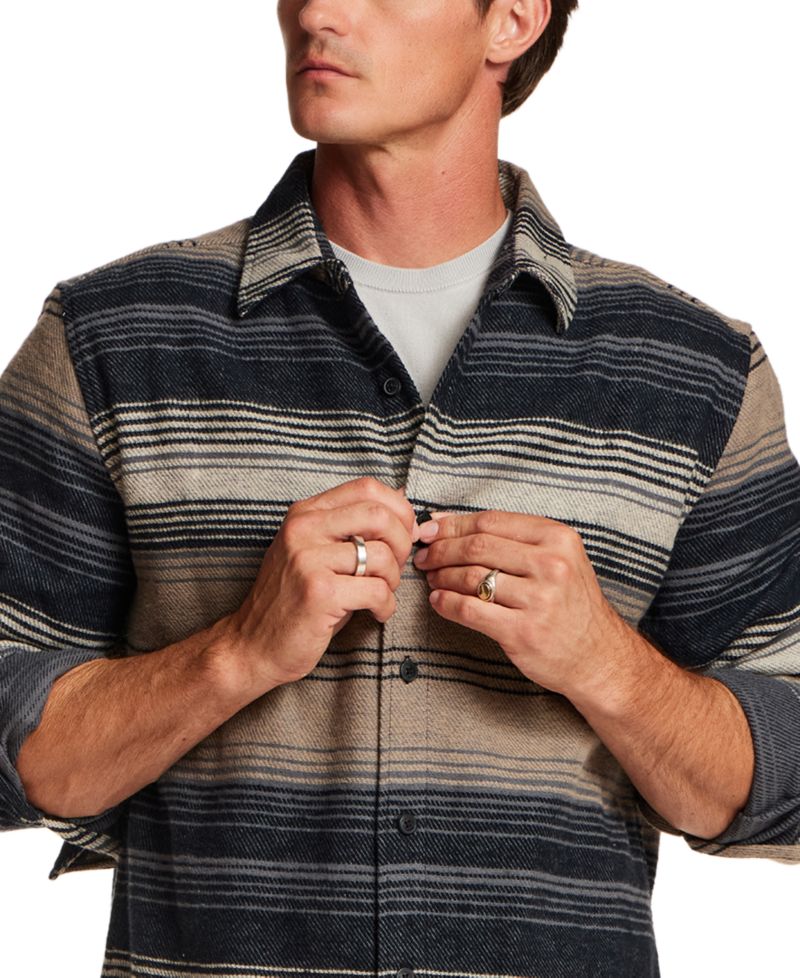Men's Horizontal Stripe Brushed Twill Overshirt Jacket