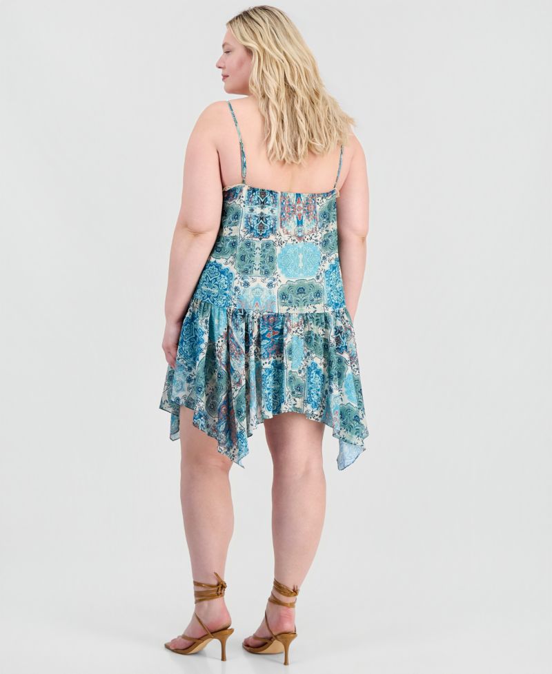Trendy Plus Size Handkerchief-Hem Mini Dress