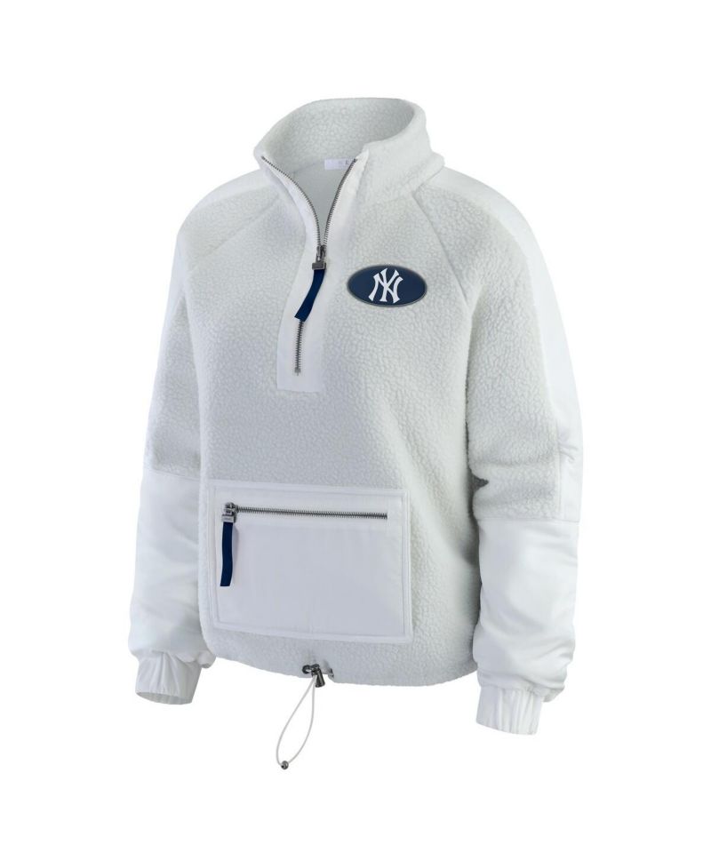 Women's Gray New York Yankees Polar Fleece Quarter-Zip Jacket