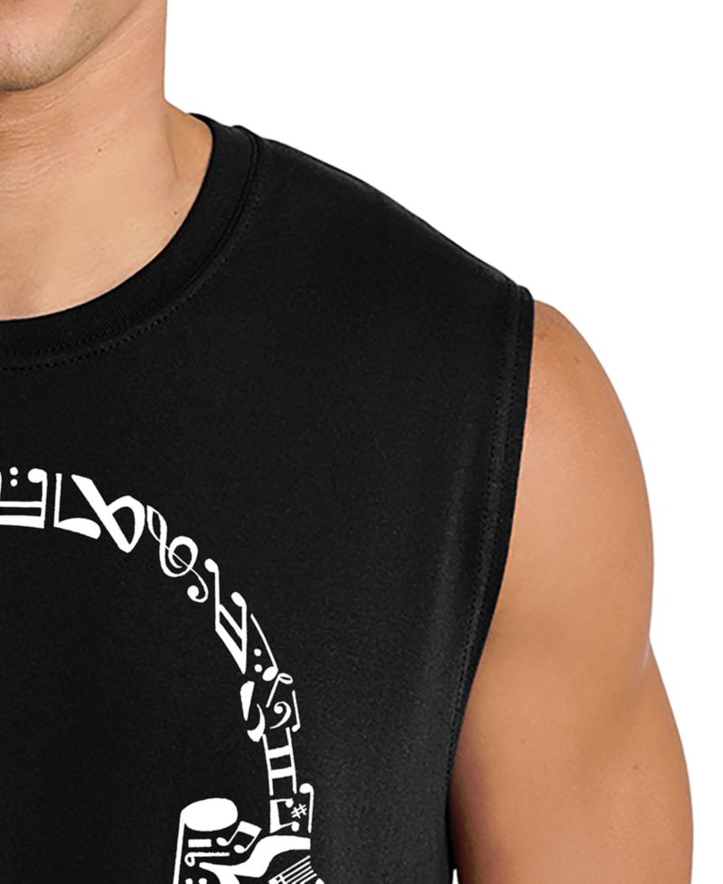 Men's Pattern Headphones Music Word Art Graphic Tank Top