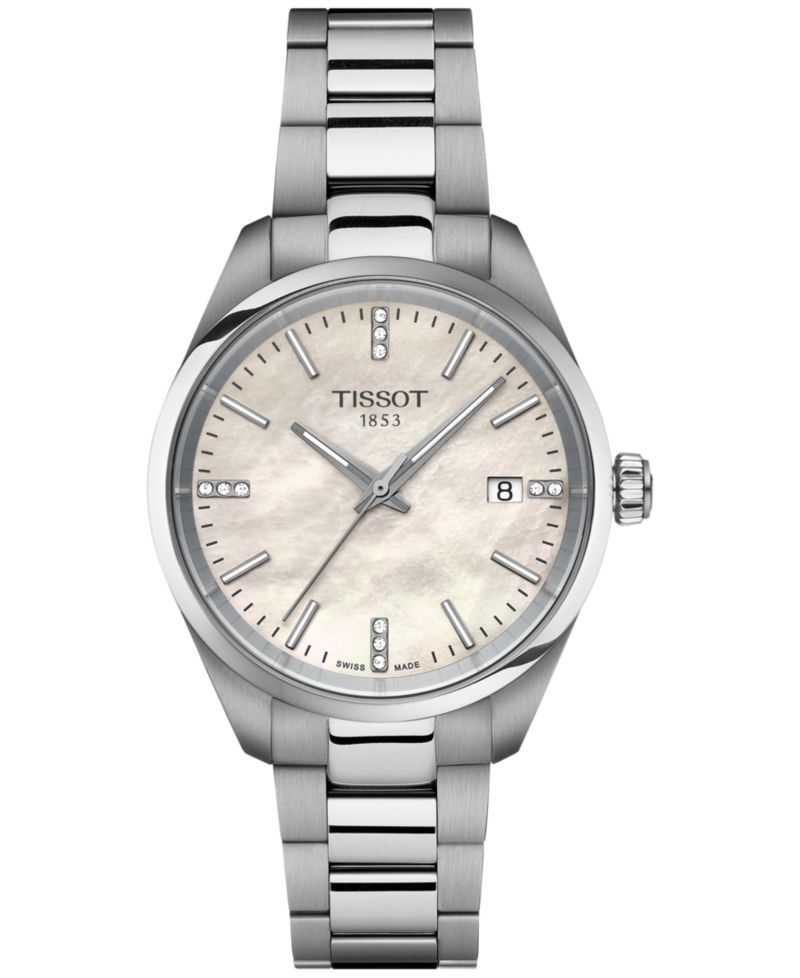 Women's Swiss PR 100 Diamond (1/20 ct. t.w.) Stainless Steel Bracelet Watch 34mm