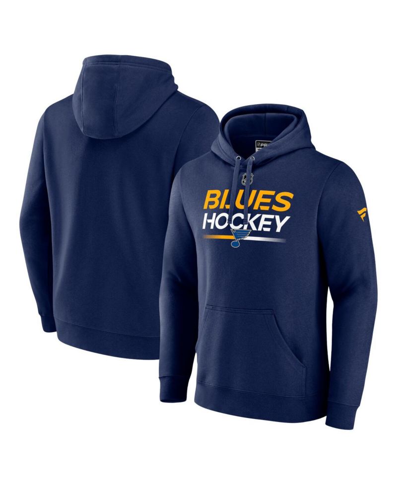 Men's Navy St. Louis Blues Authentic Pro Pullover Hoodie