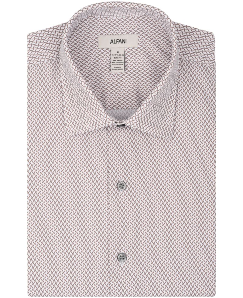 Men's Geometric Pattern Spread Collar Dress Shirt