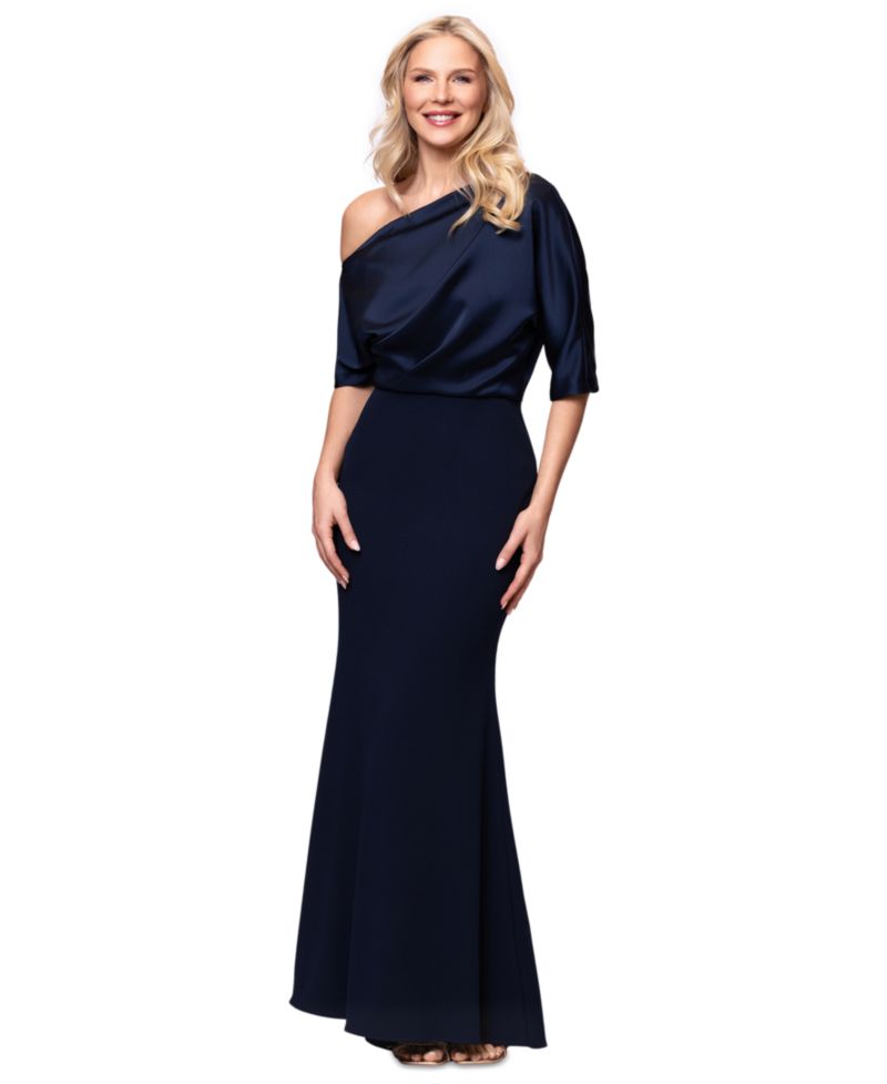 Plus Size Asymmetrical Neck Long Dress
