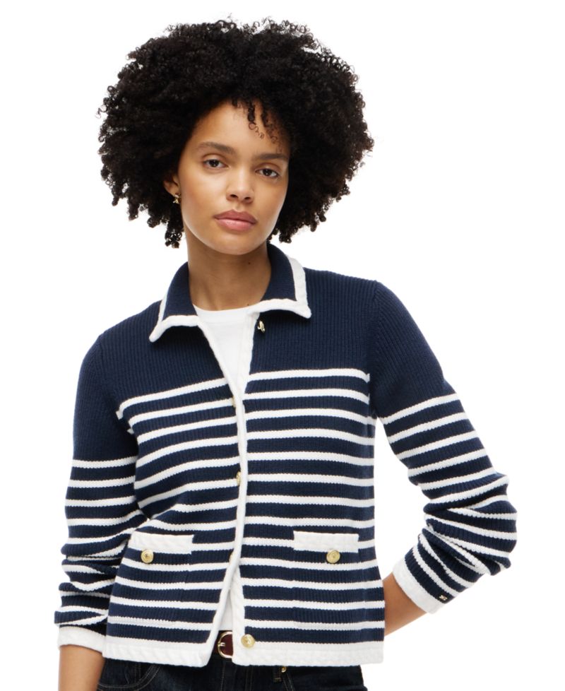 Women's Long-Sleeve Striped Knit Jacket