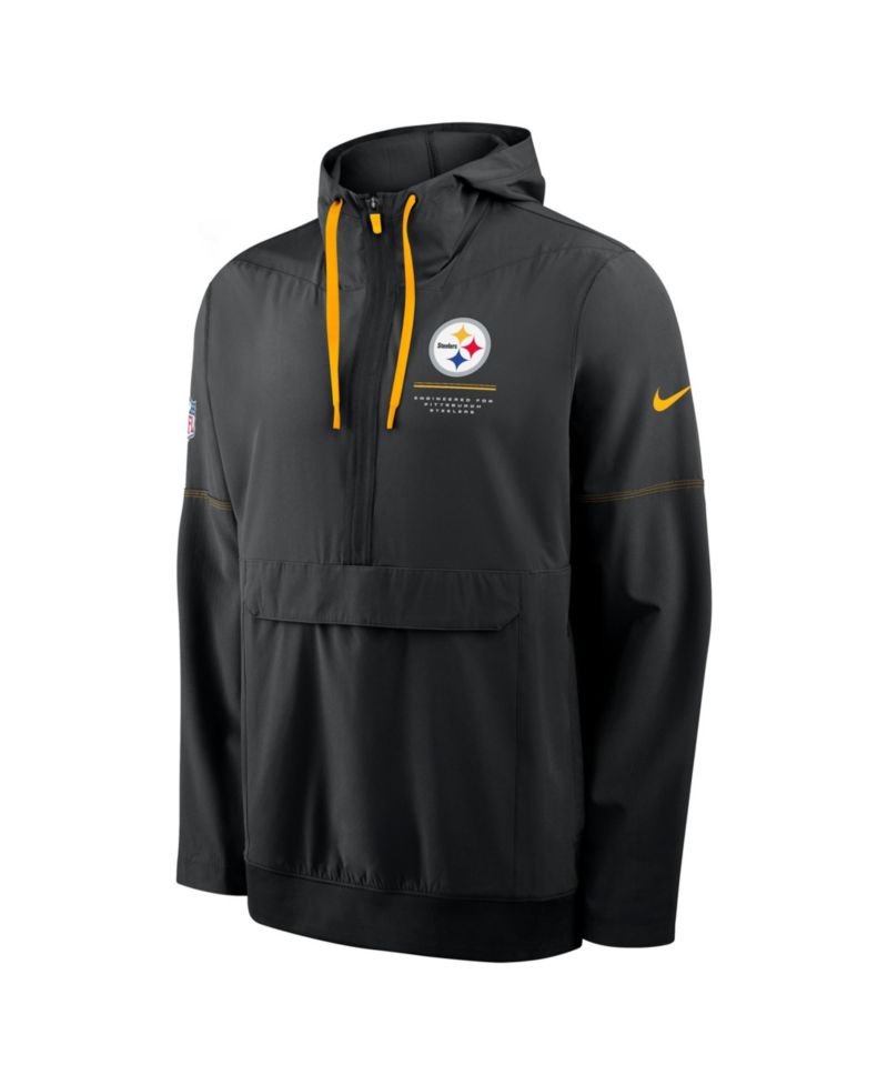 Men's Black Pittsburgh Steelers Sideline Logo Glory Anorak Half-Zip Hoodie