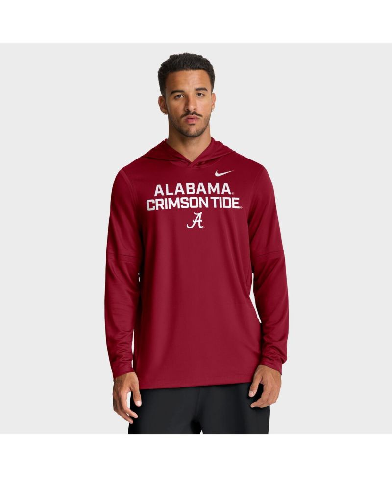 Men's Crimson Alabama Crimson Tide 2025 Sideline Performance Long Sleeve Hoodie T-Shirt