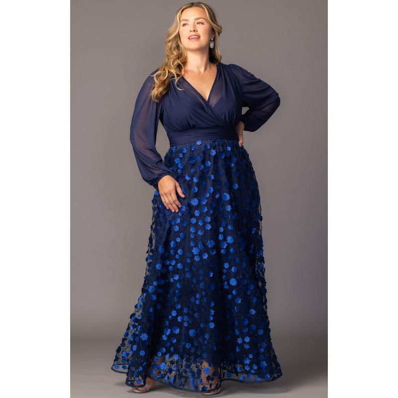 Plus Size Blossoming Beauty Mesh Evening Gown