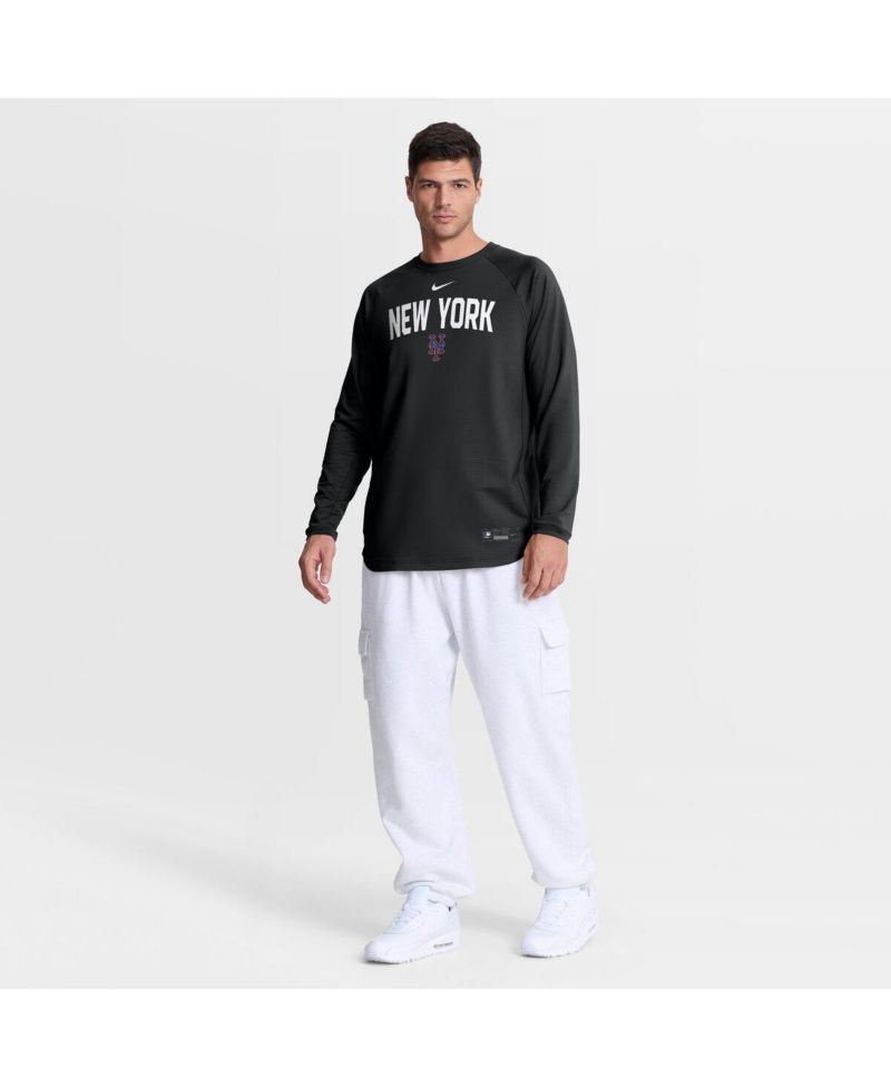 Men's Black New York Mets Authentic Collection Raglan Dri-FIT Sweatshirt