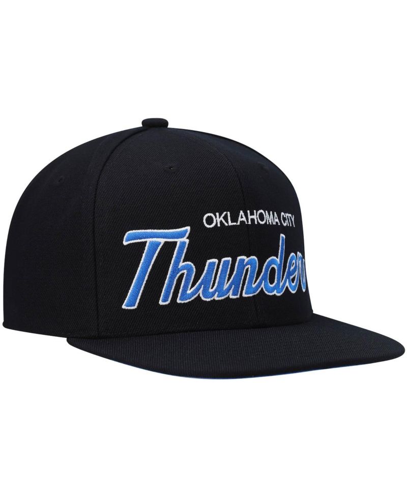 Men's Black Oklahoma City Thunder Hardwood Classics Script 2.0 Snapback Hat